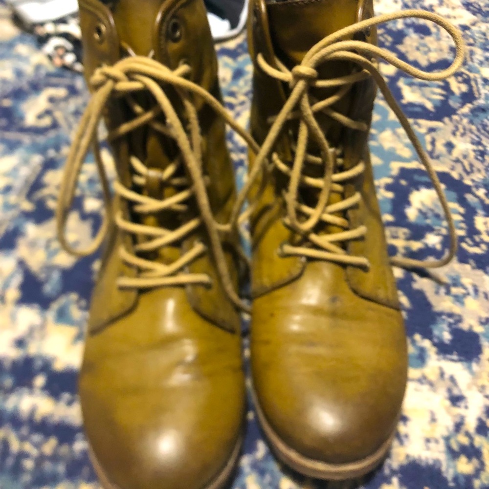 Rock & Candy brown combat boots with fold detail